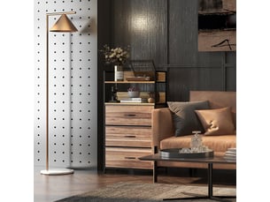 Meuble de rangement style industriel commode 3 tiroirs en tissu amovibles et 2 étagères - 60 x 29 x 101cm - mdf et métal