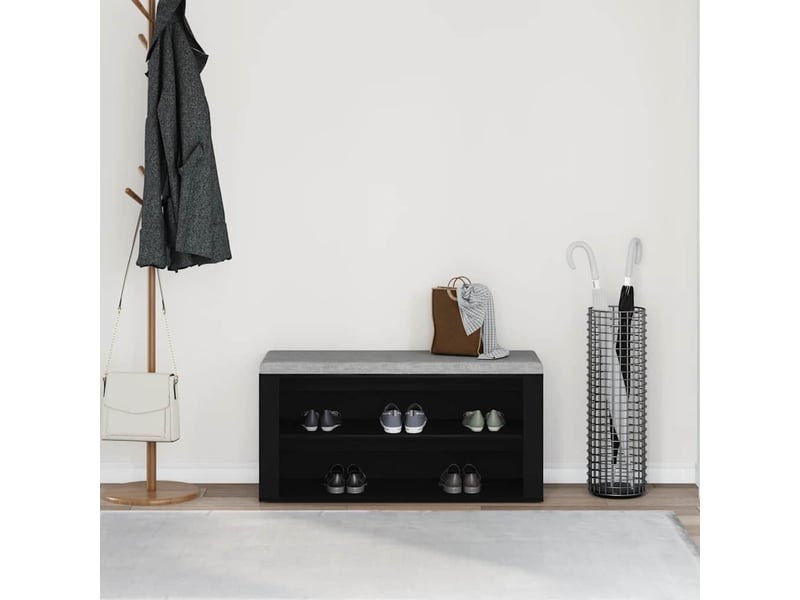  Banc à chaussures, meuble à chaussures chêne noir 100x35x45 cm bois d'ingénierie  - Conforama C