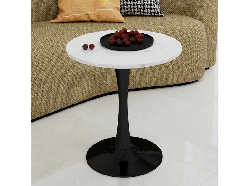  Table ronde 70 cm – guéridon noir et blanc effet marbre – h 72 cm  - Conforama C