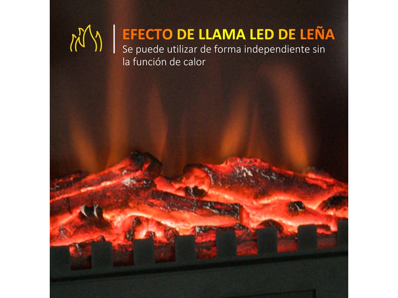  Cheminée électrique sur pied noire 10002000 w, effet flamme led réglable  - Conforama R