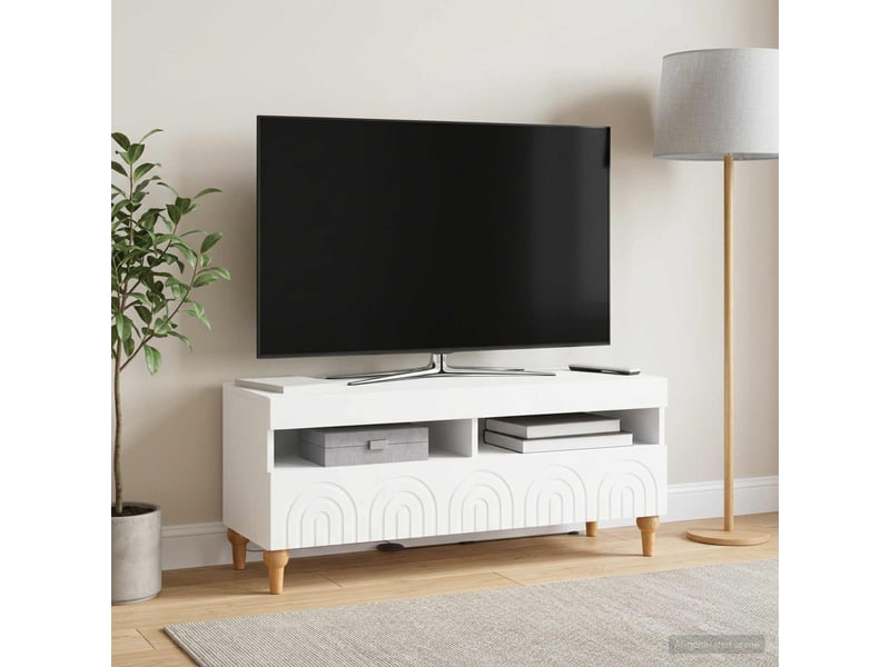 Meuble tv - banc tv - meuble de rangement led blanc bois d'ingénierie - Conforama D