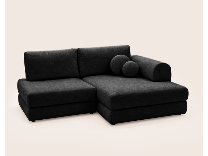  April - canapé d'angle droit 4 places convertible avec coffre en velours texturé - best mobilier - noir APRIL - Conforama E
