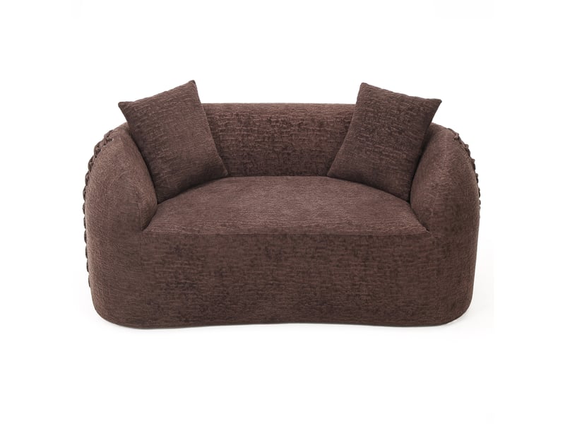  Canapé 2 places courbé duboisdesign série baseball tissu chenille  marron 155×67×90 cm  - Conforama A