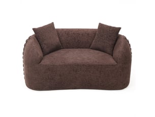 Canapé 2 places courbé duboisdesign série baseball tissu chenille  marron 155×67×90 cm