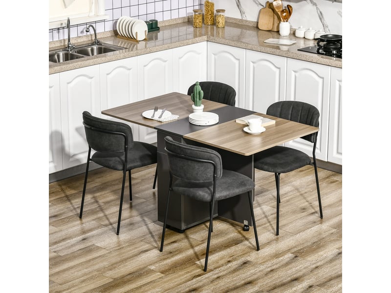  Table de salle à manger pliante sur roulettes avec rangement 1 placard et 2 tiroirs 76 x 140 x 74 cm  - Conforama A