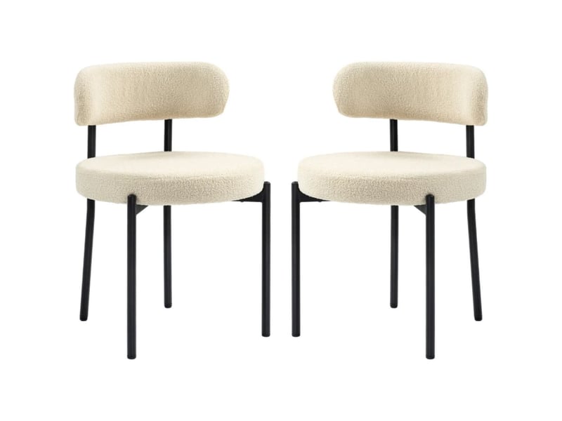  Lot de chaises chaise repas à dossier en tissu 2 chaises pieds en acier  - Conforama A