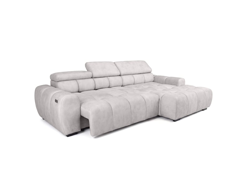 Canapé d'angle aldo avec fonction couchage, côté droit, tissu salvador wr, gris clair (13) - Conforama D