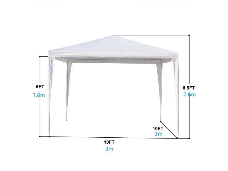 Tonnelle tente étanche 3x3m trois parois avec tubes en spirale, blanc - Conforama D