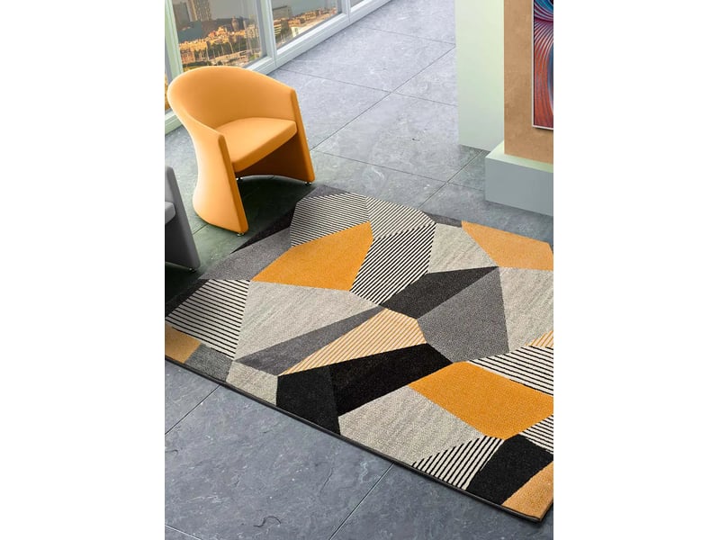  Tapis gladys atticgo 120x60 cm - gris et moutarde, polypropylène et jute 12140 - Conforama B