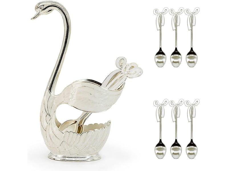  Couverts à café 6 pièces, ensemble de cuillères à dessert avec support décoratif, cuillère à café pour cuillère à cafédessertcrème glacée  - Conforama A