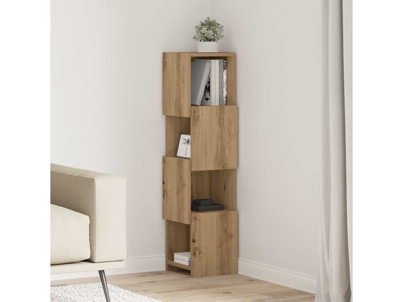  Meuble d'angle, meuble de rangement salon 25,5x25x102cm bois d'ingénierie chêne artisanal  - Conforama B