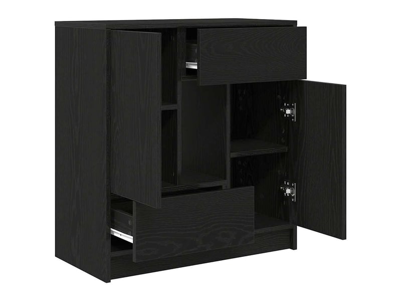  Buffet - bahut - meuble de rangement avec tiroirs et portes chêne noir 70,5x34x74,5 cm  - Conforama E