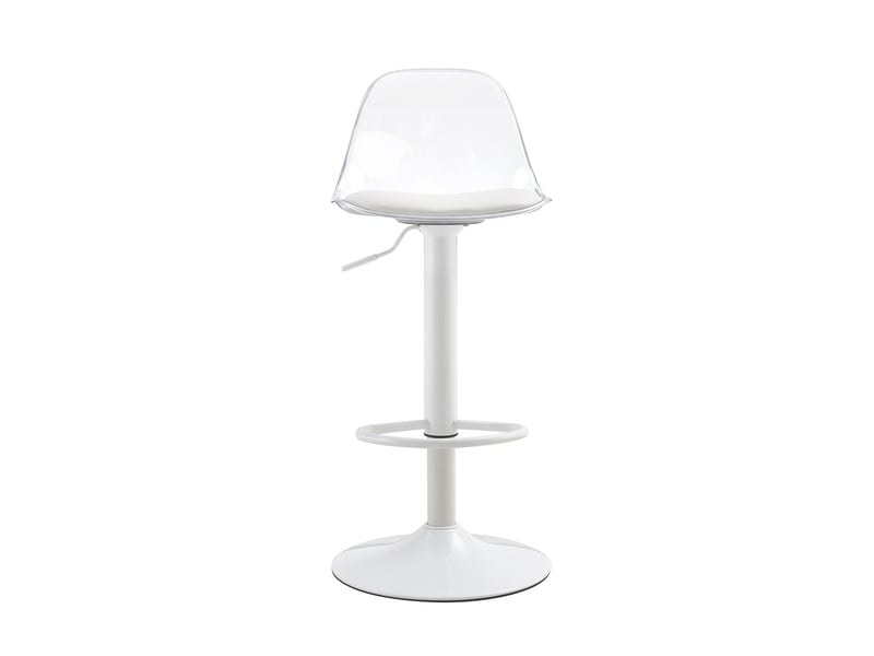  Chaise pivotante 2-pack, dossier transparent, pieds métalliques blancs, hauteur réglable 82–104 cm  - Conforama A