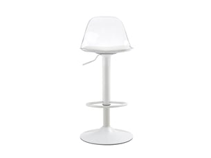 Chaise pivotante 2-pack, dossier transparent, pieds métalliques blancs, hauteur réglable 82–104 cm