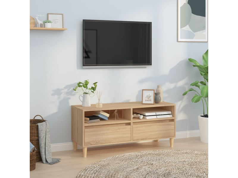  Meuble tv - banc tv - meuble de rangement chêne sonoma 100x34,5x44,5 cm bois d'ingénierie  - Conforama B