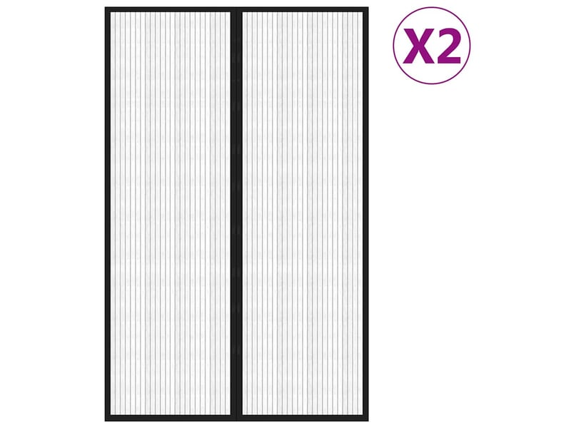  Lot de 2 rideaux de porte anti-insectes, moustiquaires et aimants noir 220x130 cm cf44145  - Conforama A