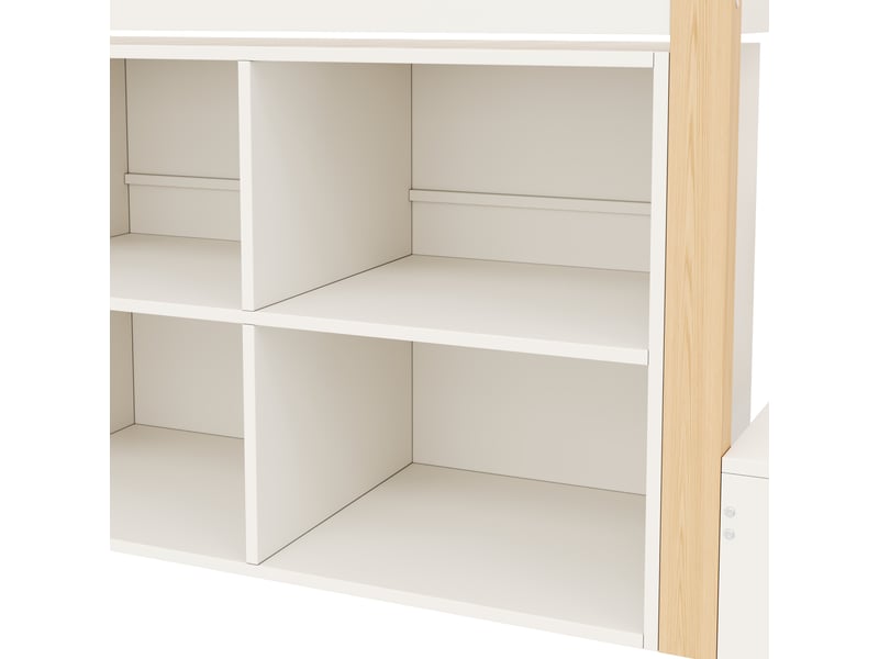  Lit mezzanine, lit simple en pin et mdf avec escalier de rangement, led et usb, 200 x 90 cm, sans matelas  - Conforama E