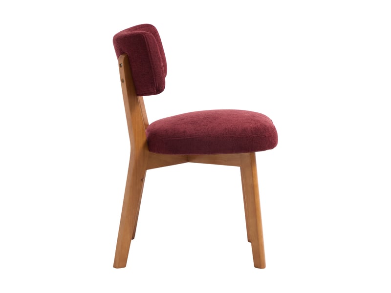  Lot de 2 chaises de salle à manger mid-century bordeaux en lin, pieds en bois massif  - Conforama D
