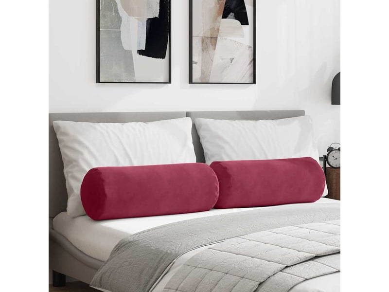  Lot de 2 coussins d'accent, coussins décoratifs, coussins lombaires bordeaux ø 25 x 70 cm cf56722  - Conforama B