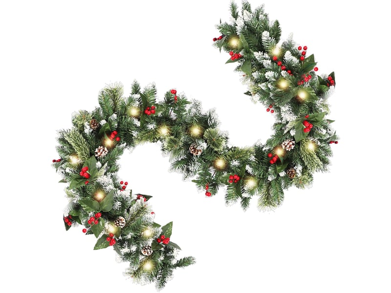 Guirlande de noël en pin vert 2,7m – épaisse, réutilisable, pour cheminée, table, mur et intérieurextérieur-avec de la lumière - Conforama A