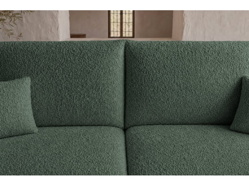  Elio mini - canapé d'angle convertible tissu bouclette 3 places vert  - Conforama E