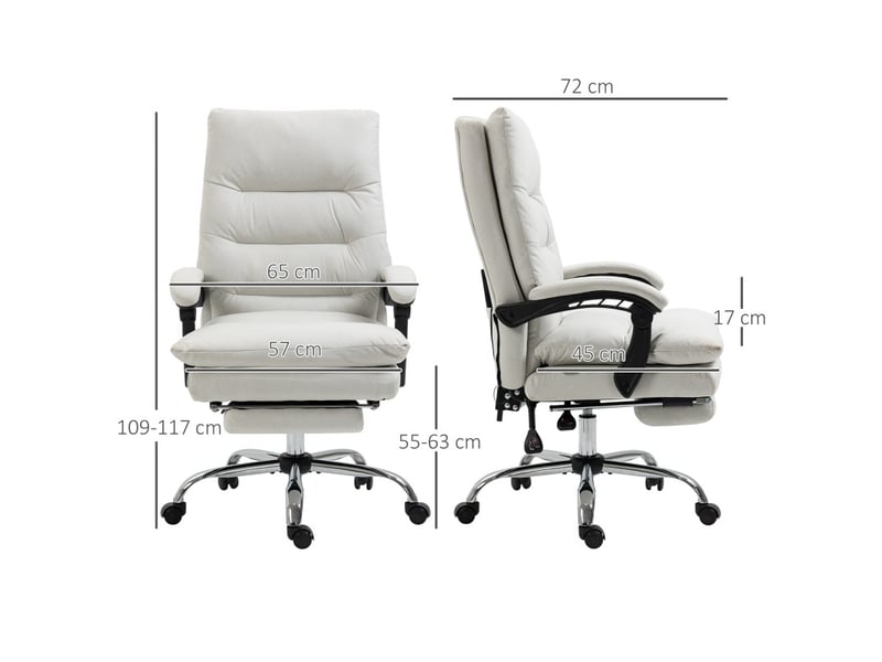 Chaise de bureau kalova massage chauffante inclinable crème - Conforama D