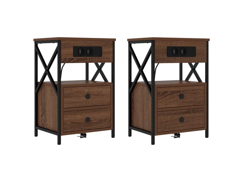 Table de chevet - cabinet de chevet - table de nuit 2 pc chêne brun 40 x 31 x 60 cm - Conforama A