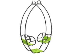 Balançoire pour enfants structure en métal avec poignée pour 2 enfants de 3 à 6 ans 110,5 x 40,5 x 180 cm vert