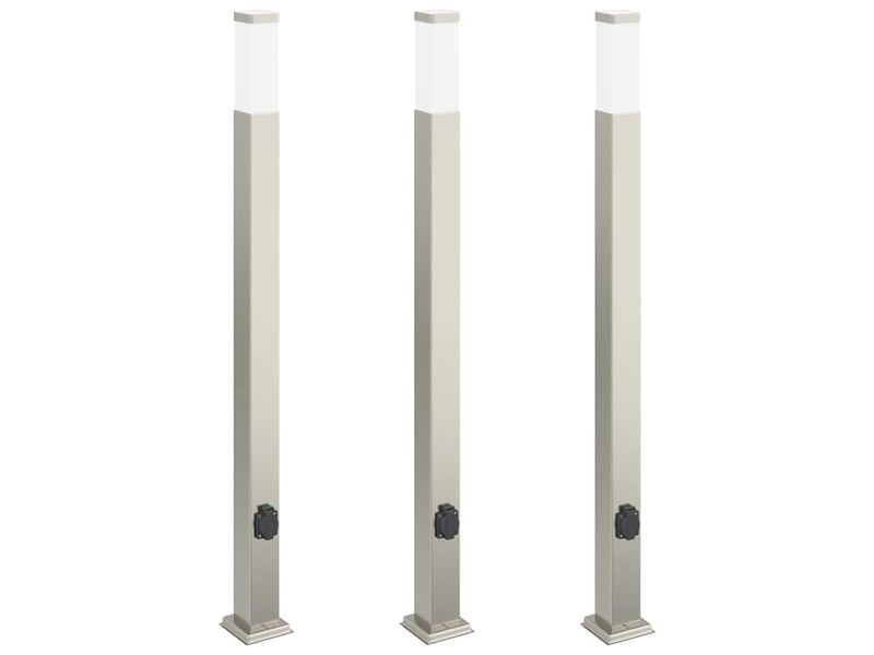  Lot de 3 borne lumineuse avec sortie 110 cm acier inoxydable ip44  - Conforama A