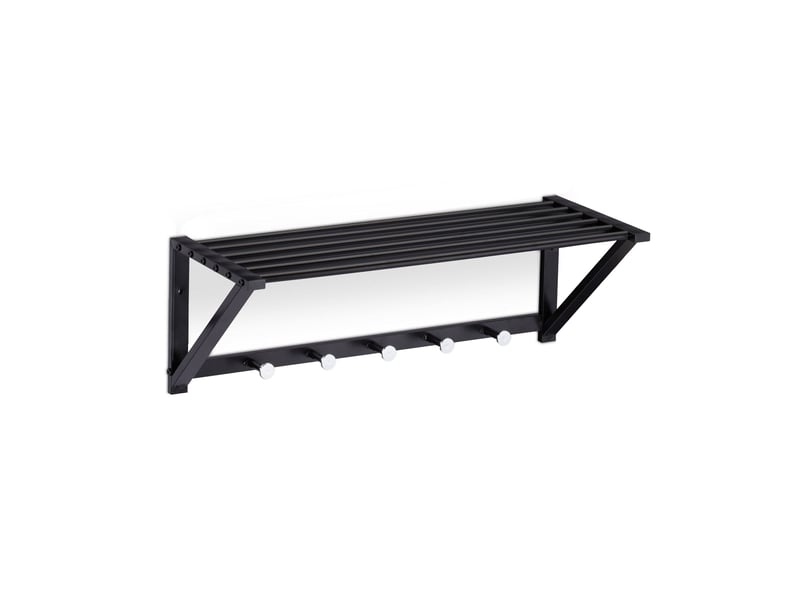  Porte-manteaux mural moderne avec rangement pratiques 60 x 25 x 20 cm en métal noir 13_0008545  - Conforama A