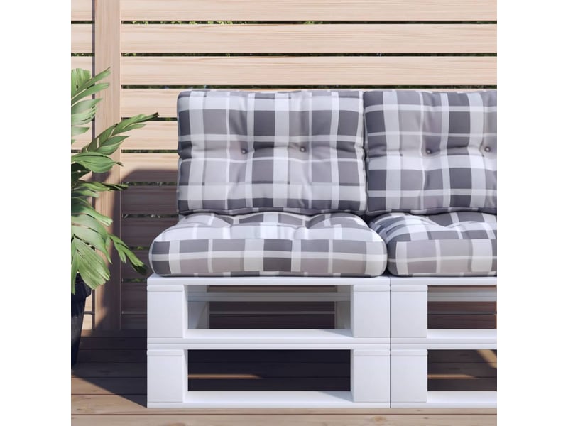  Lot de 2 coussins de palette, coussins de canapé motif à carreaux gris tissu cf59543  - Conforama B