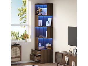 Bibliotheque coloris marron 4 étagère(s) <strong>OKWISH</strong> <strong></strong> - 45 cm x 180 cm