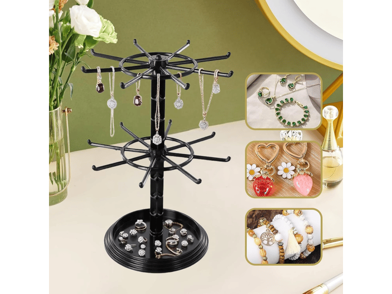  Présentoir à bijoux rotatif, présentoir rotatif pour bijoux, support rotatif pour colliers, étagère à bijoux rotative, support de collier rotatif  - Conforama E