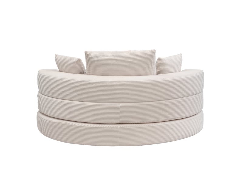  Canapé convertible 2 places 173x176 cm en velours côtelé et mousse, beige clair chicfurn  - Conforama E