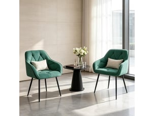 Lot de 2 chaises de salle à manger 45,5x45x83,5 cm dossier ergonomique velours vert