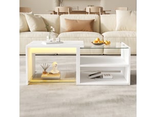 Table basse rectangulaire coloris blanc LPOSPI - 50 cmx100 cm