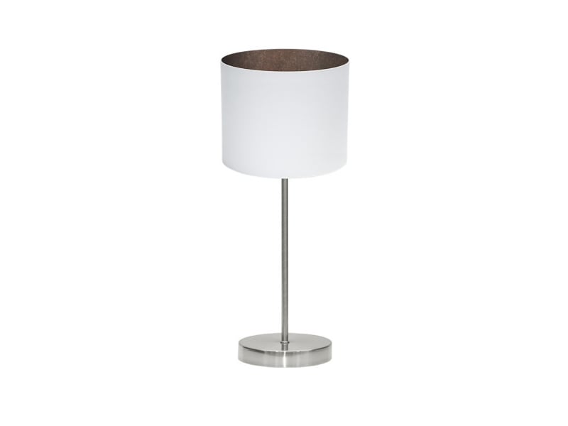  Fabrilamp tatiana lampe à poser nickelé blanc rouille, abat-jour textile finition bois, 1 x e14, 42 cm 189171017 - Conforama A
