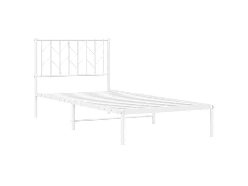  Lit simple- lit adulte -  cadre de lit métal sans matelas avec tête de lit blanc 90x190cm  - Conforama C