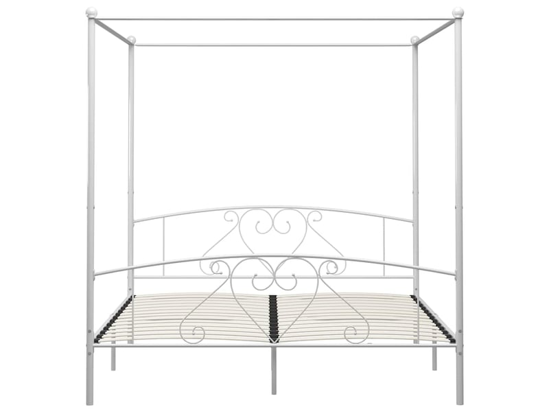  Lit double- lit adulte -  cadre de lit à baldaquin sans matelas blanc métal 200x200 cm  - Conforama B
