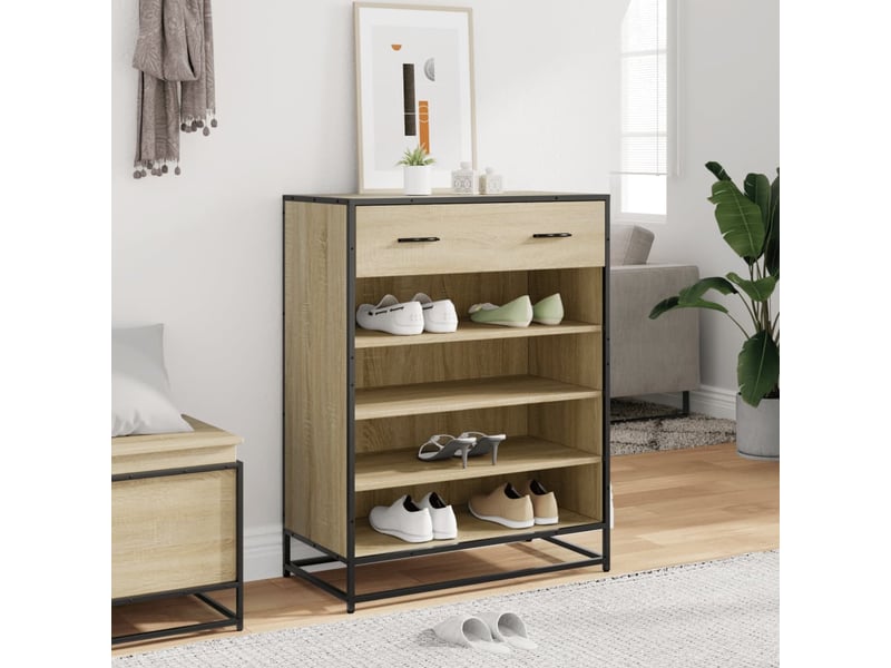  Meuble à chaussure, armoire à chaussures chêne sonoma bois d'ingénierie et métal shl7581  - Conforama C