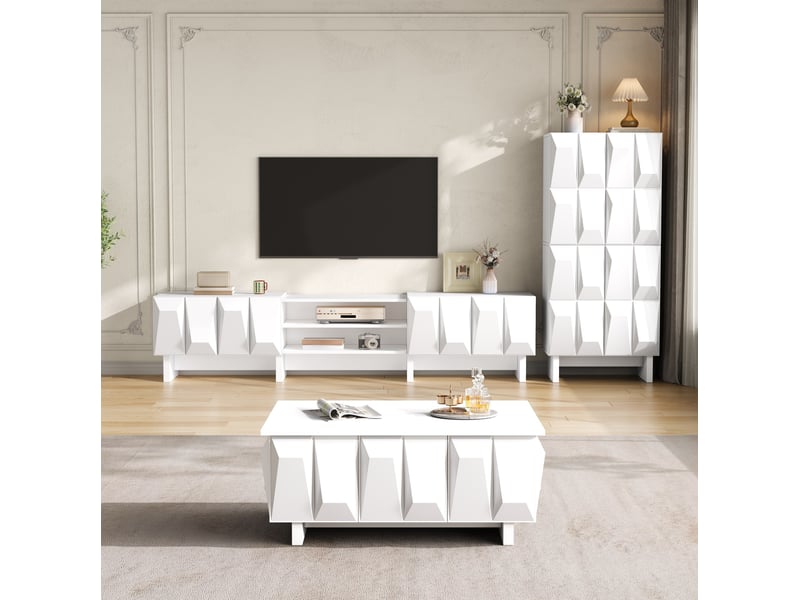  Ensemble salon 3 pièces meuble tv, buffet et table basse evryae  - Conforama D