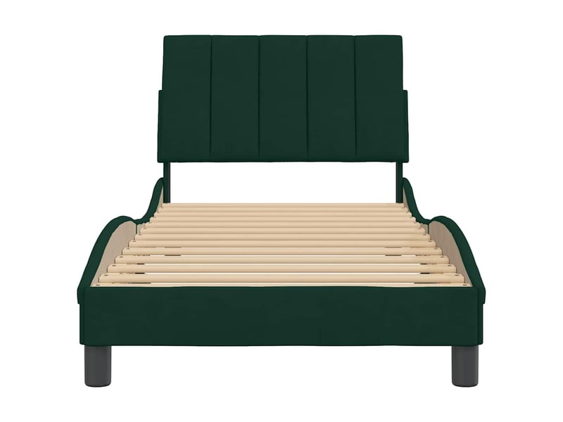  Lit simple- lit adulte -  cadre de lit sans matelas hanko vert foncé 90x200 cm velours  - Conforama D
