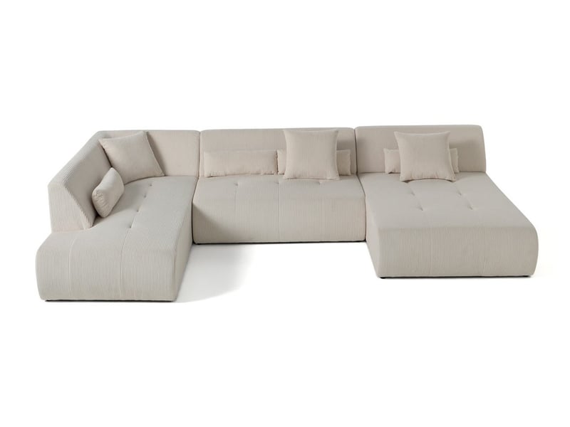  Onyx - canapé panoramique d'angle gauche 7 places - en velours côtelé - lisa design - beige ONYX - Conforama A