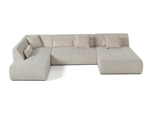 Canapé d'angle gauche fixe BESTMOBILIER ONYX 7 places Velours Beige