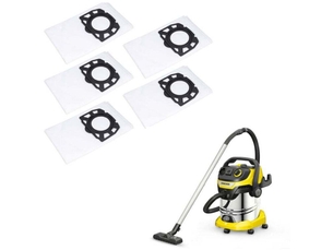 Enowelir lot de 5 sacs de filtre sacs d'aspirateur pour karcher wd4 wd5 wd6 mv4 mv5 mv6, pièces de rechange kit d'accessoires 2.863-006.0