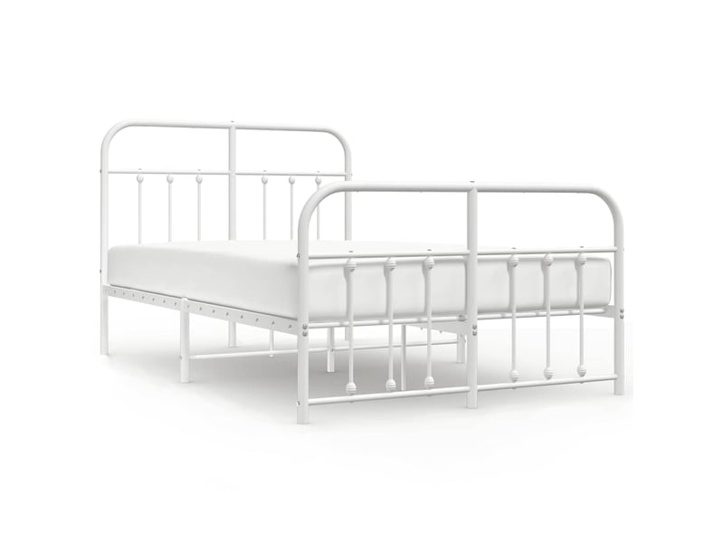  Lit double- lit adulte -  cadre de lit métal sans matelas et pied de lit blanc 120x190 cm  - Conforama A