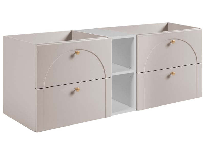 Meuble sous-vasque suspendu aura 140 cm avec étagère blanche cachemire mat g - Conforama A