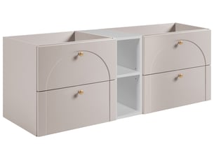 Meuble sous-vasque suspendu aura 140 cm avec étagère blanche cachemire mat g