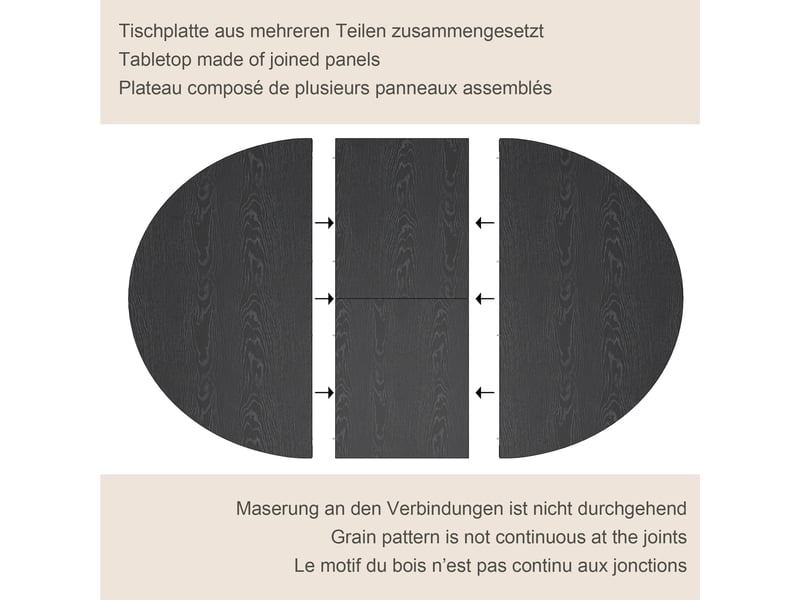 110–150 noir table à manger extensible avec rangement, design moderne, structure fonctionnelle pour cuisine et salle à manger - Conforama E