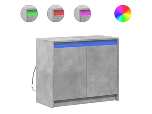 Buffet - bahut - meuble de rangement avec led gris béton 72x34x61 cm bois d'ingénierie